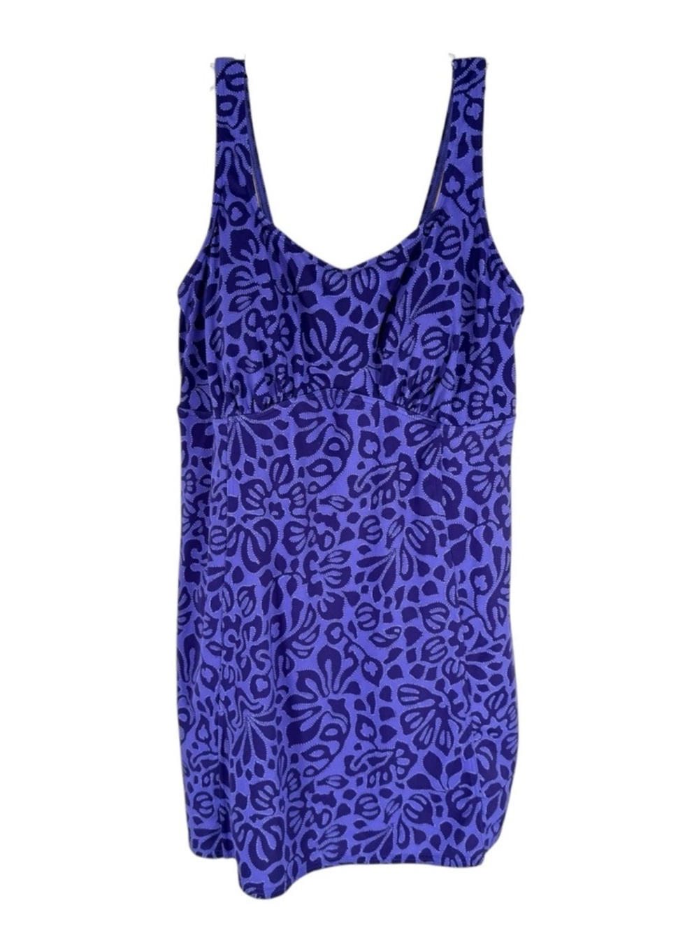 Lands End Swim Dress Swimsuit Womens Size 22W Purple Tropical Lined Beach